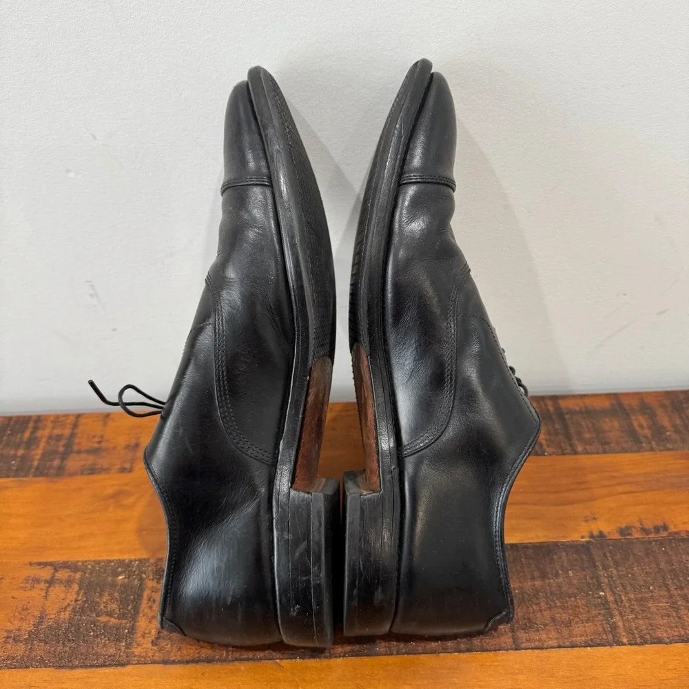 Allen Edmonds Mens 10.5 Park Avenue Black Leather Cap Toe Oxford Dress Shoes USA